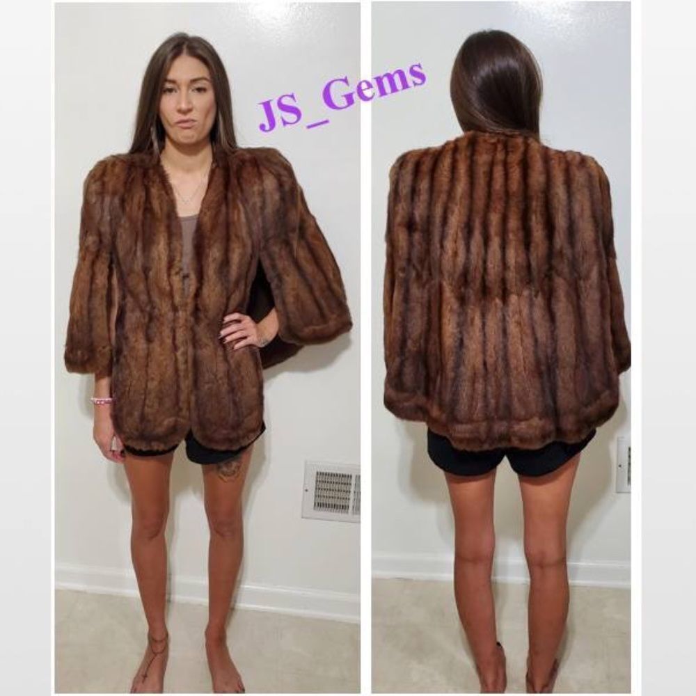Vintage Carmans Omaha’s Style Center Fur Jacket Womens Luxurious Brown Stole VTG
